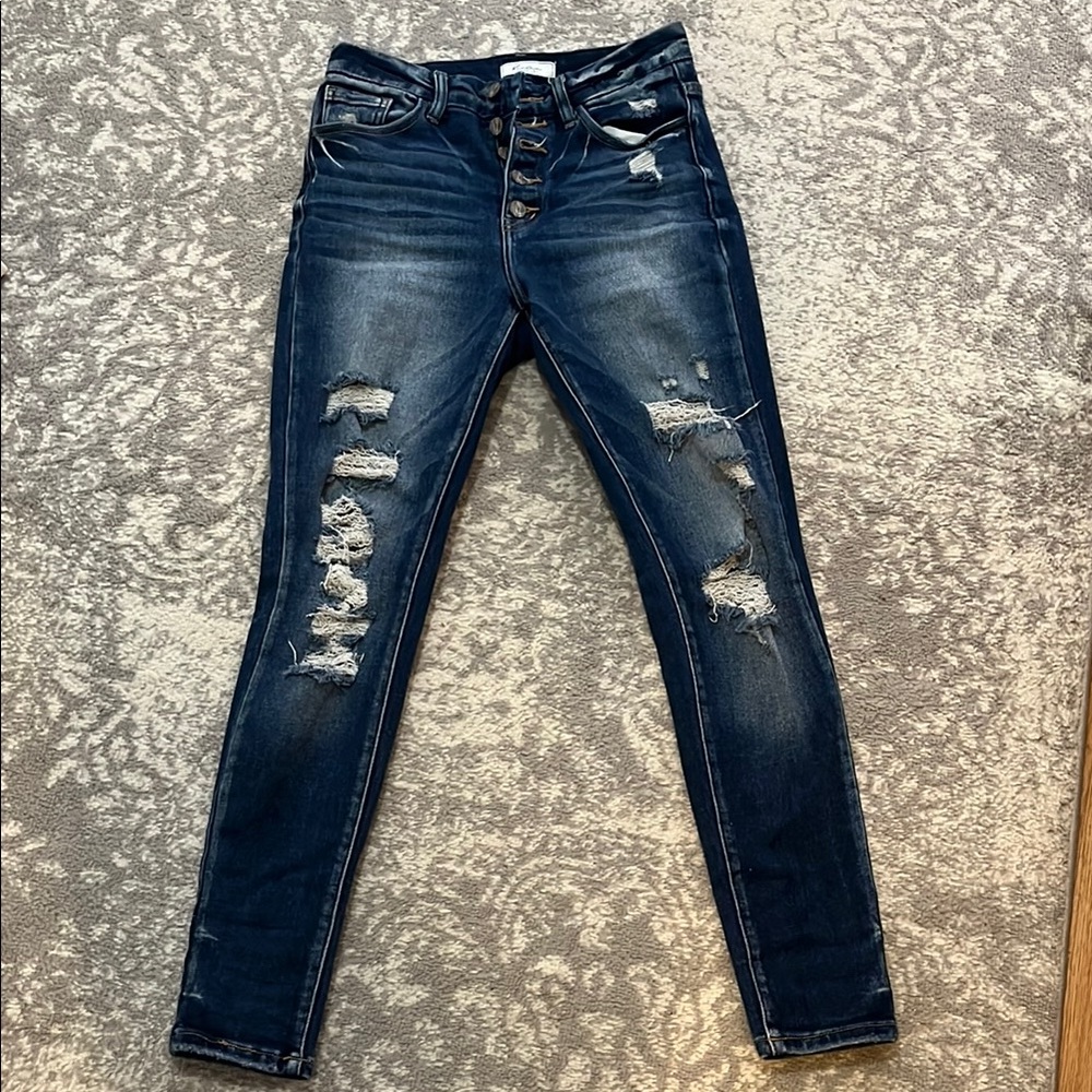 Women's Distressed Blue Jeans